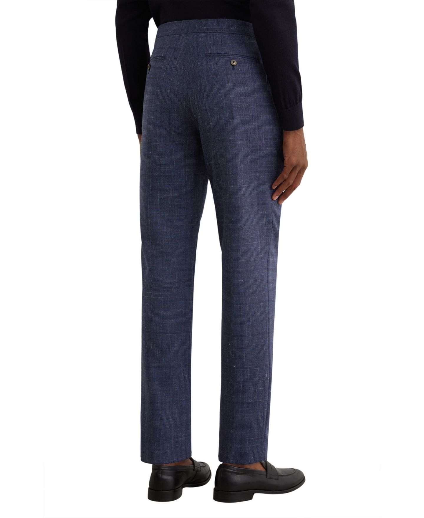 Мужские брюки REISS Penso Wool-Blend Check Classic-Fit Suit, цвет: Тёмно-синий — фото 4