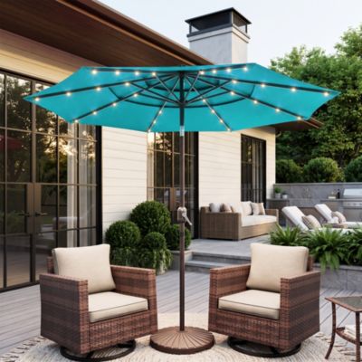 Enhance Your Outdoor Oasis with 10Feet LED 3-layer Patio Umbrella - Stylish, Durable, and Sun-Protective!