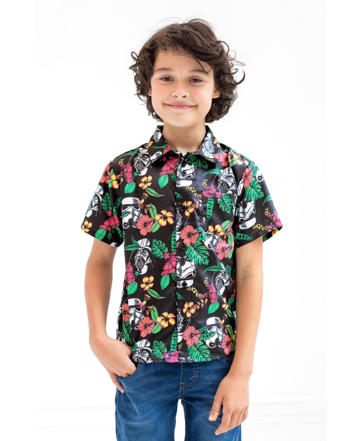 Star Wars Boy's (6-20) Hawaiian Button Down Shirt