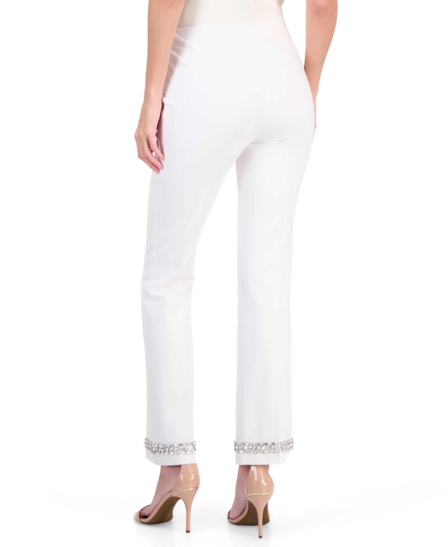 Женские брюки Anne Klein Hollywood Waist Flare Ankle Embellished, цвет: Белый — фото 2