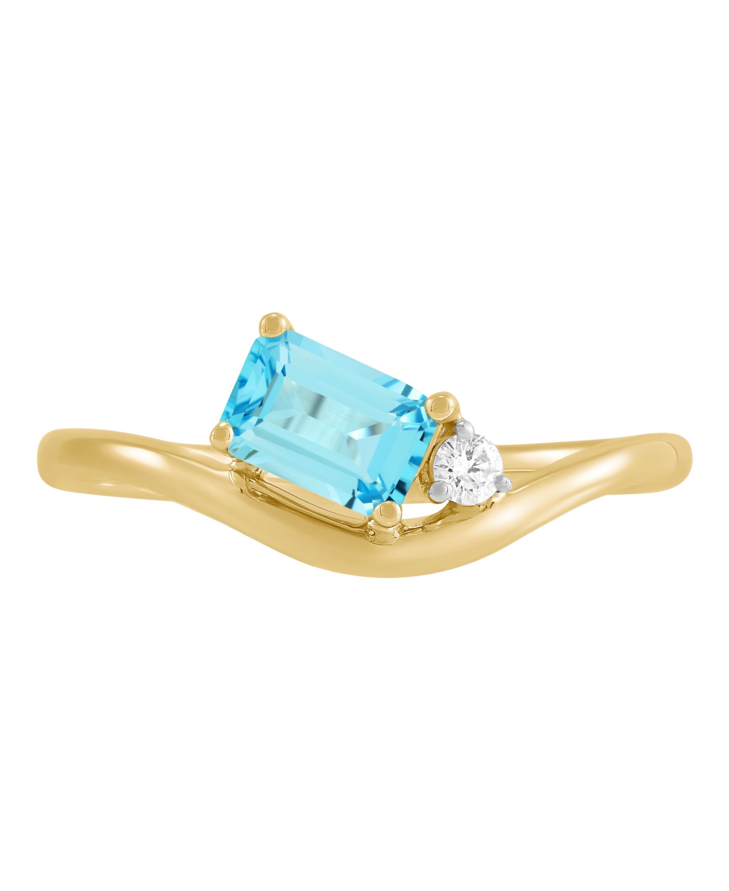 Swiss Blue Topaz (5/8 ct. t.w.) & Diamond Accent Ring in 14k Yellow Gold-Plated Sterling Silver