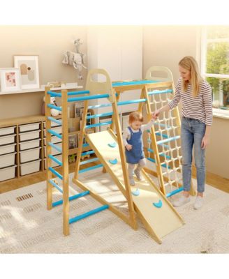 30.3x23.2x12.2 in Indoor Climbing Frame for Kids, Engineered Wood Toddler Play Structure, for Active Play at Home