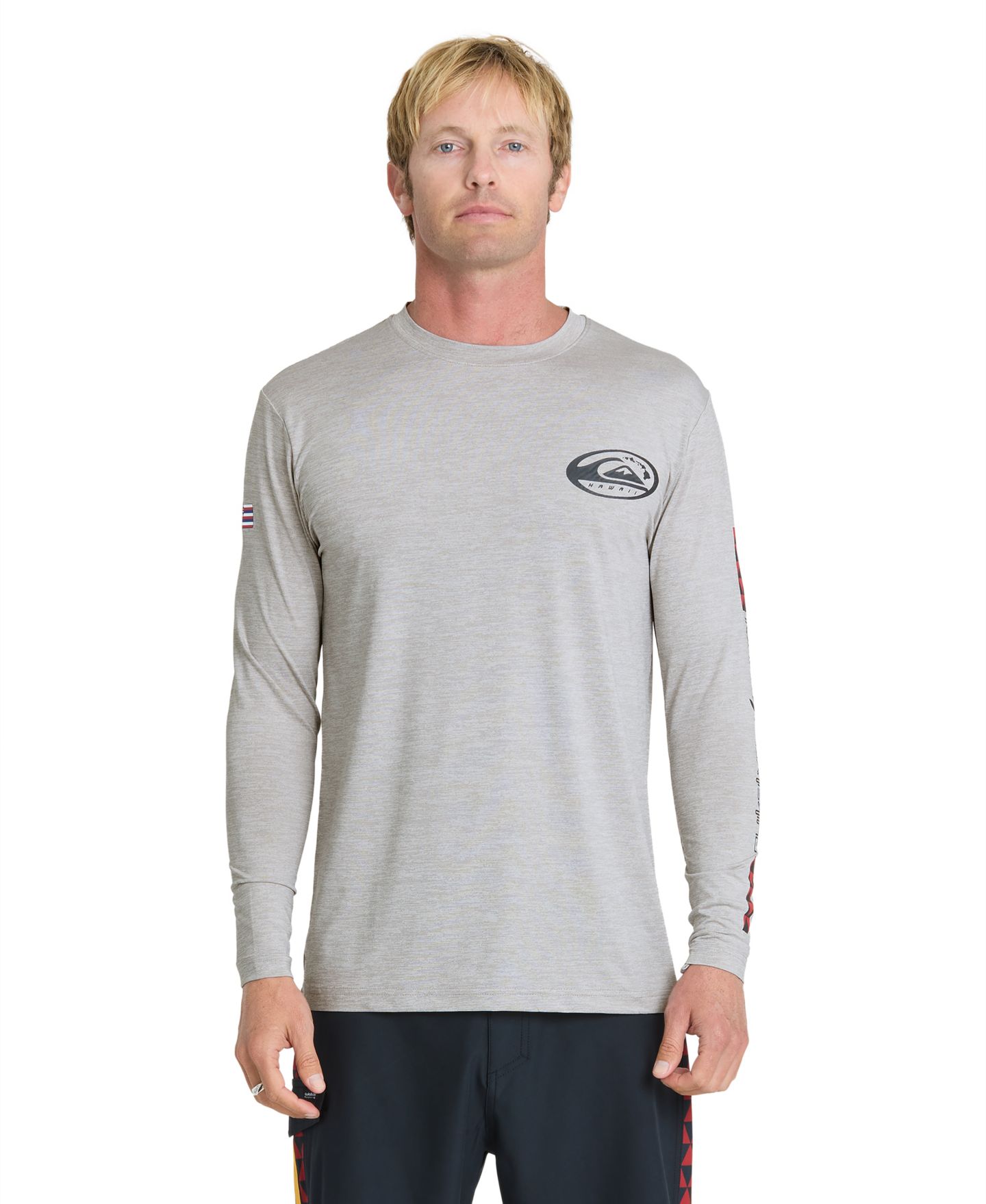 Мужская футболка Quiksilver HI UPF 50 Long Sleeve, цвет: Светлый серый меланжевый — фото 1