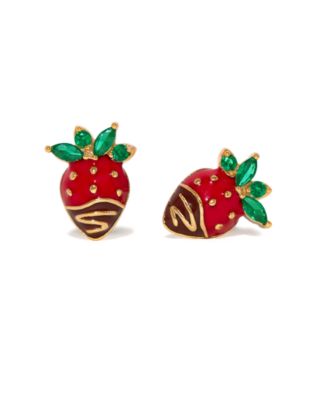 Crystal Chocolate Covered Strawberry Stud Earrings