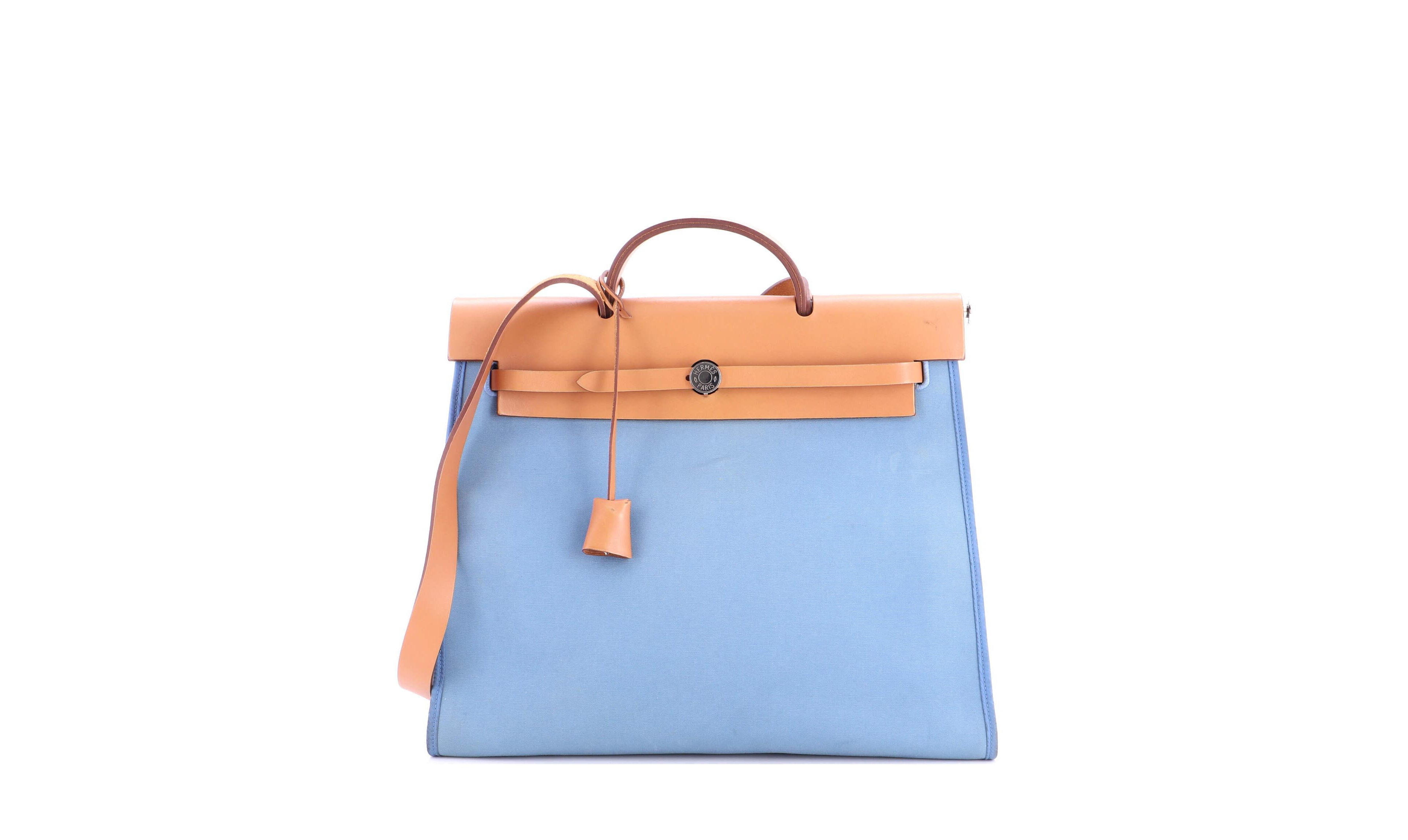 Pre-Owned Hermes 39 Herbag Zip Leather and Toile