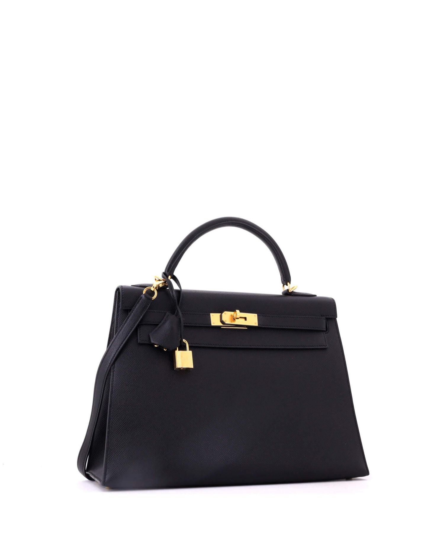 Kelly 32 Handbag Black Epsom with Gold Hardware
