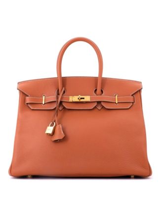 Birkin 35 Handbag Brown Clemence with Gold Hardware