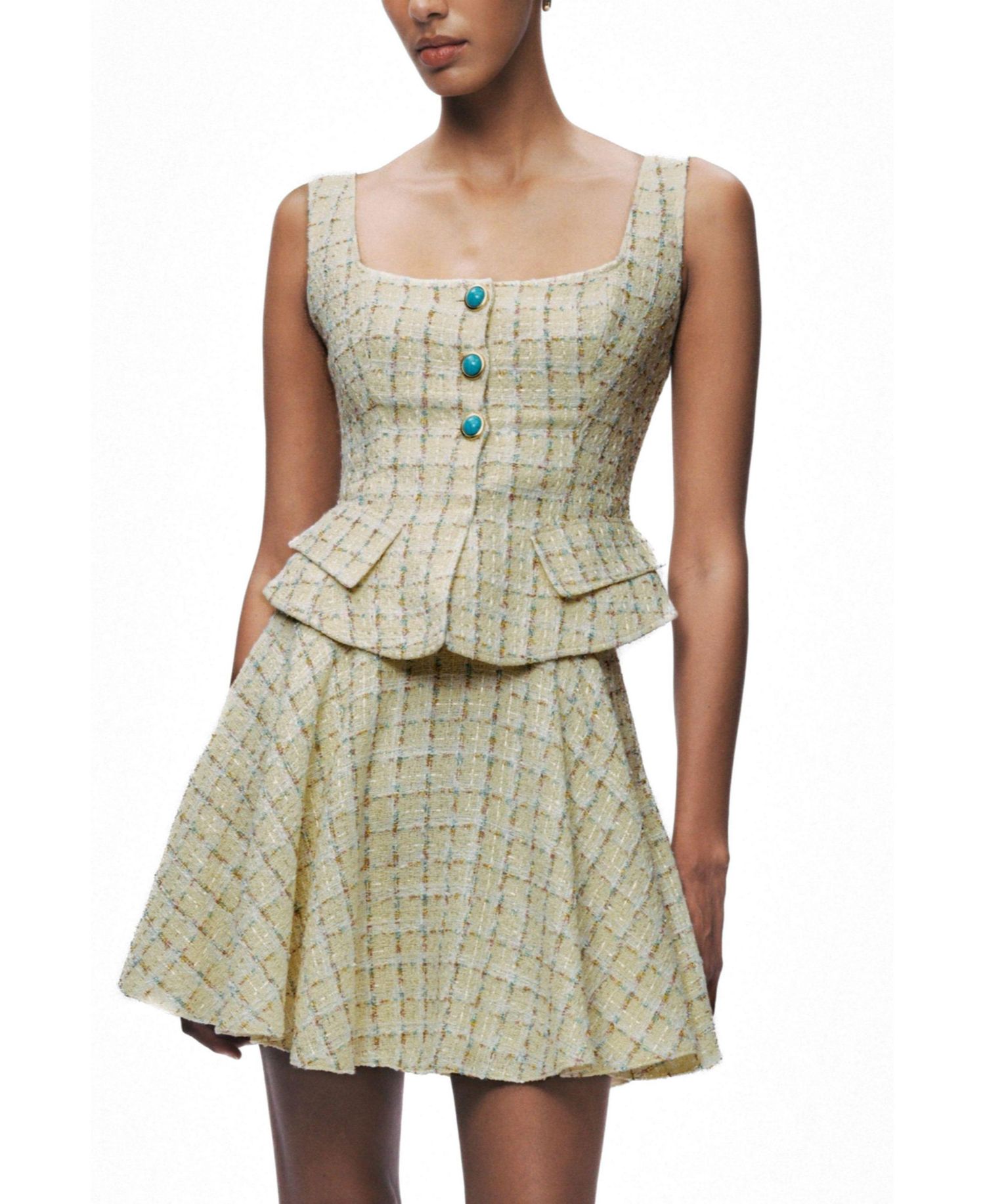 Women's Button Accessory Tweed Bustier