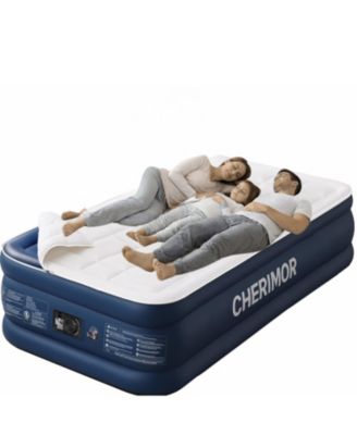 20" Twin XL Air Mattress with Built-in Pump, 500lb Capacity, Fast Inflation Guest Bed, Honeycomb Support, Blue