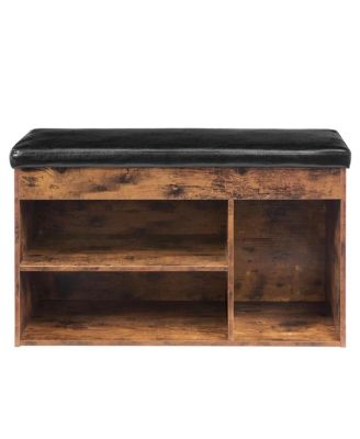 Entryway Shoe Storage Bench with Flip-Top and Cushion