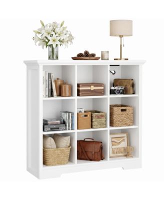 9 Cube Bookshelf with Charging Station, Floor Cubby Toy Organizer