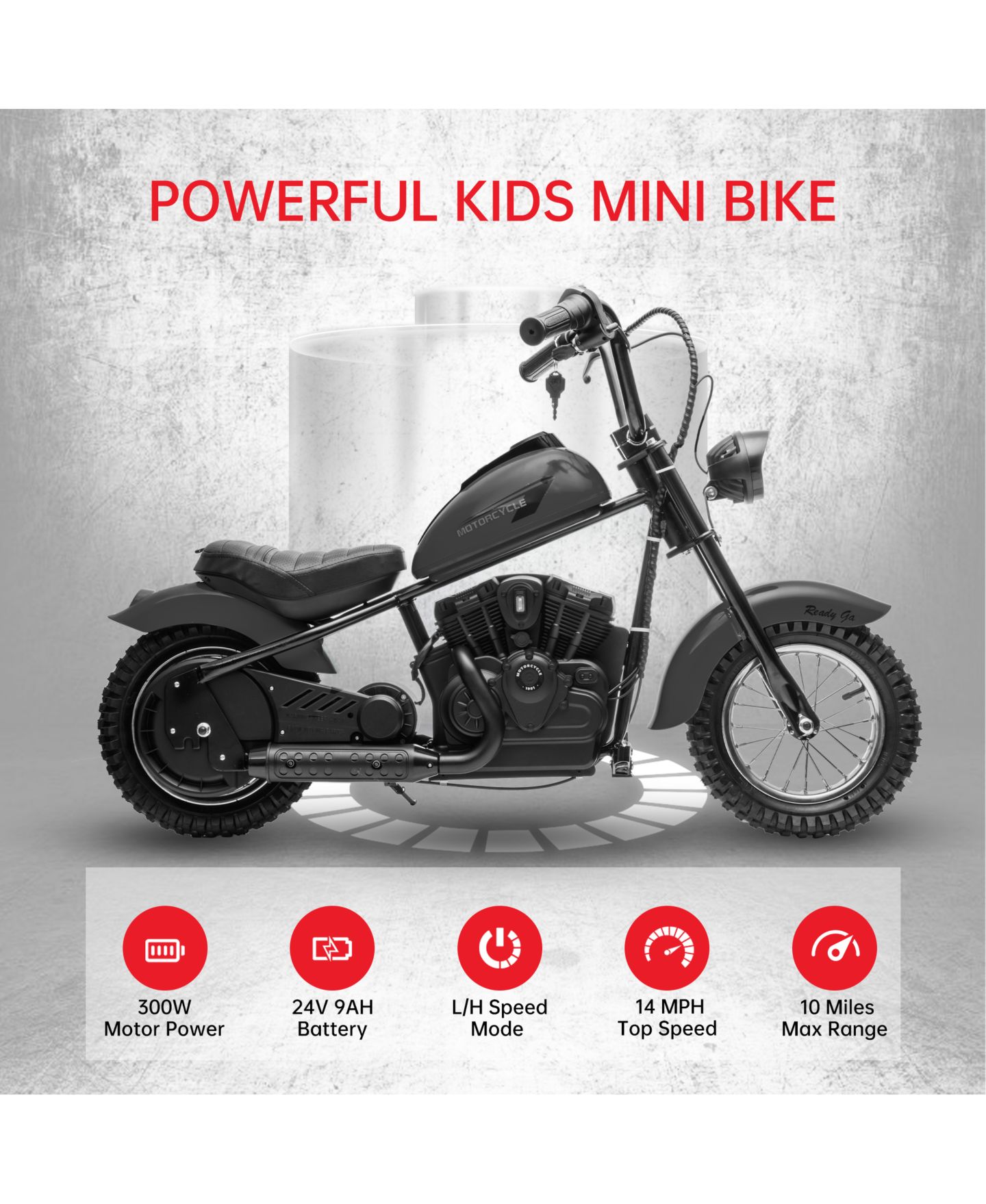 Детская игрушка homfan 24V 250W Electric Dirt Bike for Kids, 2-Speed Ride On Motorcycle, Up to 14 MPH, Leather Seat, Rear Brake, For Ages 8-12 — фото 7