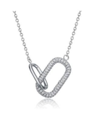 Radiant CZ Two-Tone Texture Interlocking Links Necklace