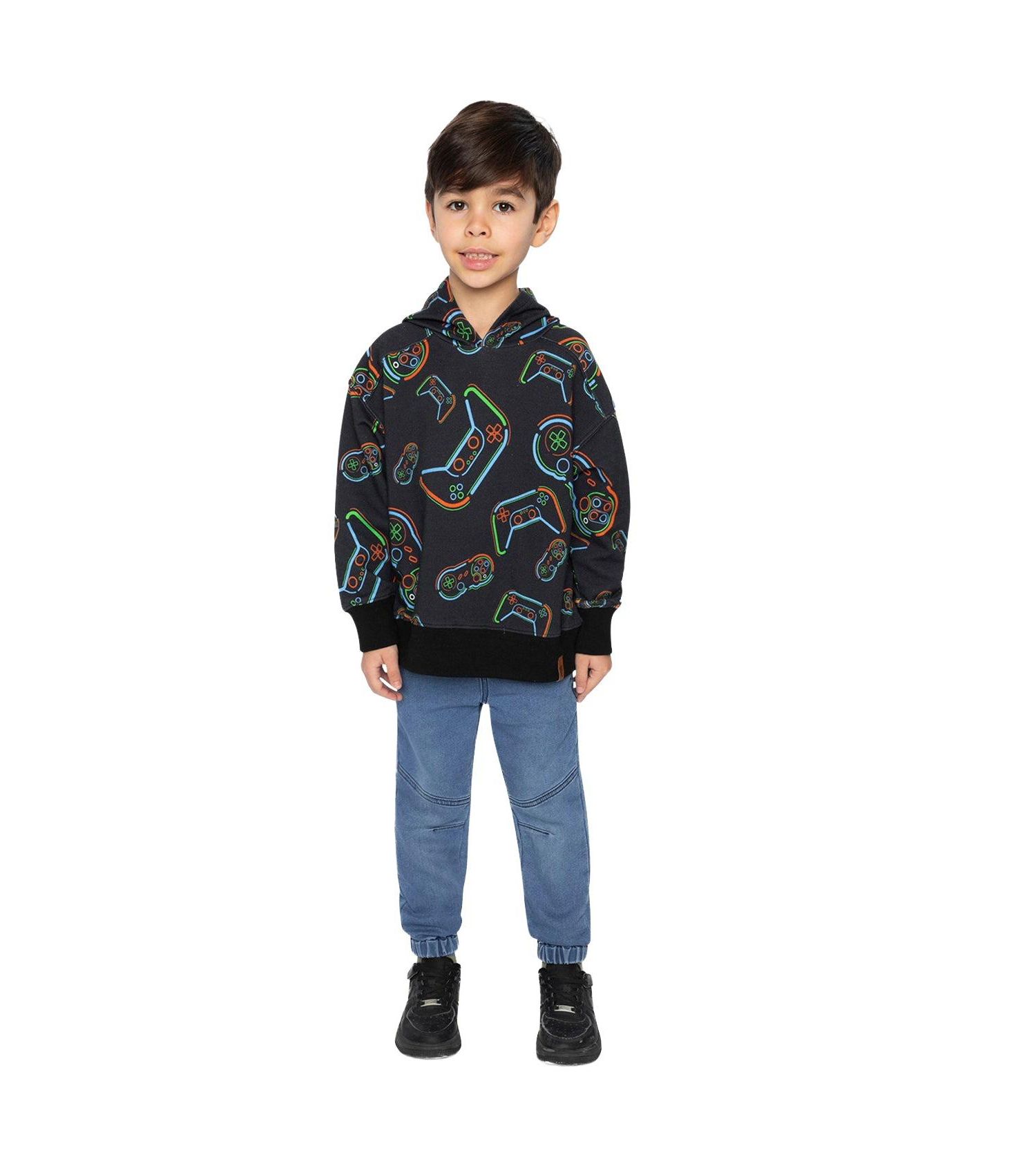 Little and Big Boy (6-12) Fleece Hooded Sweatshirt Printed Controller