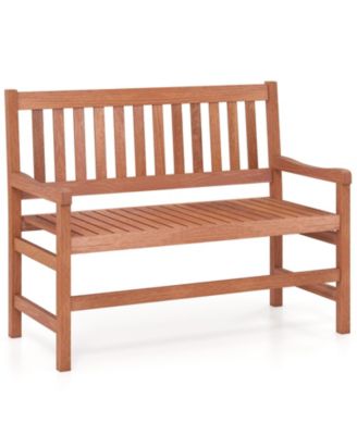 44 Inch Outdoor Loveseat Bench 2-Seat Patio Solid Wood Garden Chair with Backrest