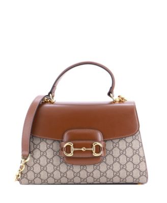 Medium Horsebit 1955 Top Handle Flap Bag GG Coated Canvas and Leather