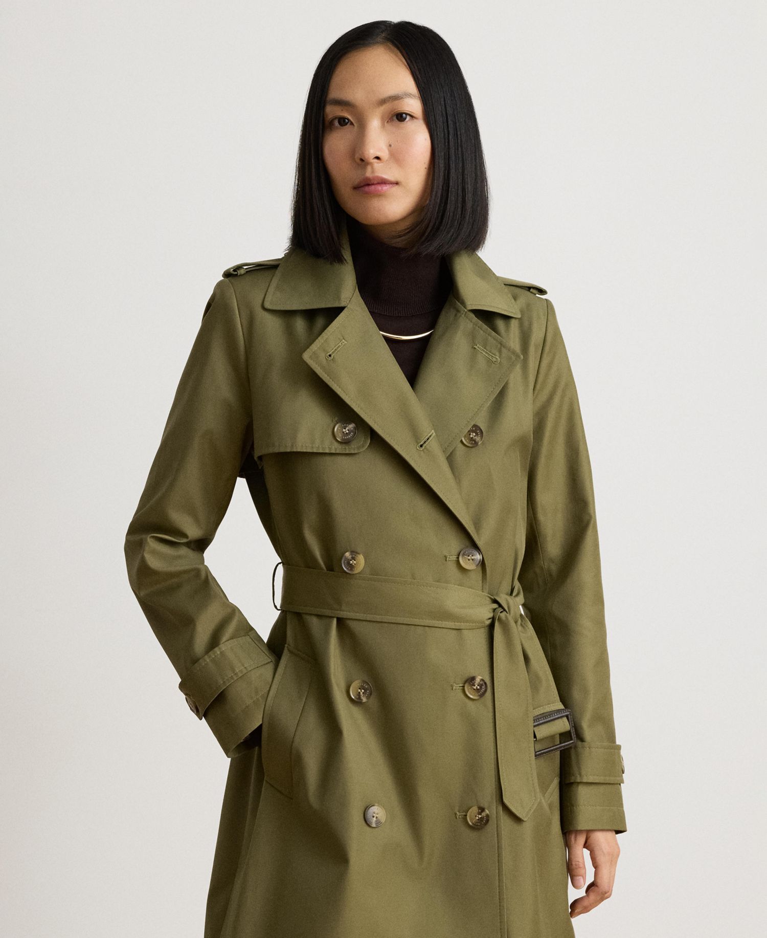Petite Belted Water-Resistant Trench Coat