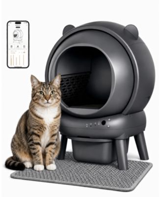 Self-Cleaning Cat Litter Box Smart Automatic Litter Box with Cat Litter Mat for Multiple Cats Large Capacity Self-Cleaning Design