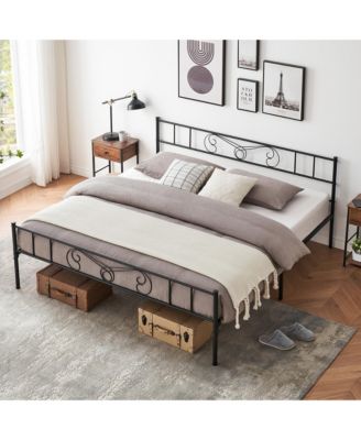 King Metal Bed Frame, Platform Bed with Headboard and Underbed Storage for Bedroom, No Box Spring Needed