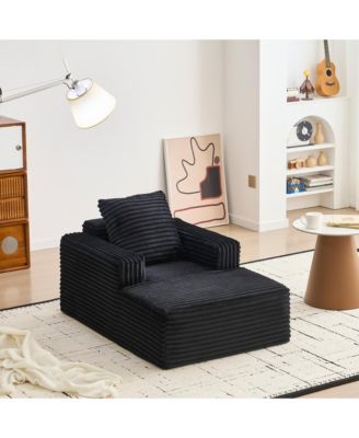 45'' Indoor Chaise Lounge Chair Corduroy Cloud Single Couch Sofa with Deep Seat and Armrests Comfy Reading Chair Sleeper Bed