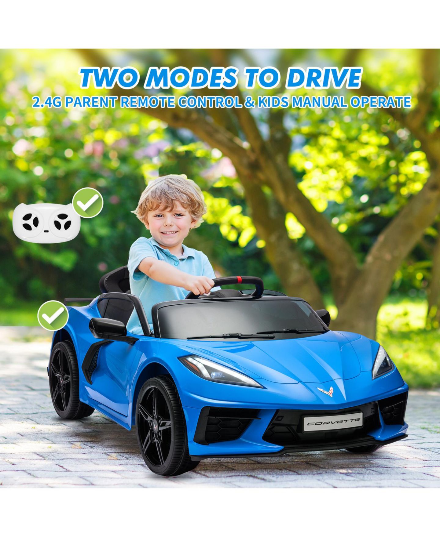 Детская игрушка homfan Sporty Car 12V Electric Remote Control Ride-On Car, 66 lbs Capacity, Ages 3+, цвет: Тёмный синий — фото 4