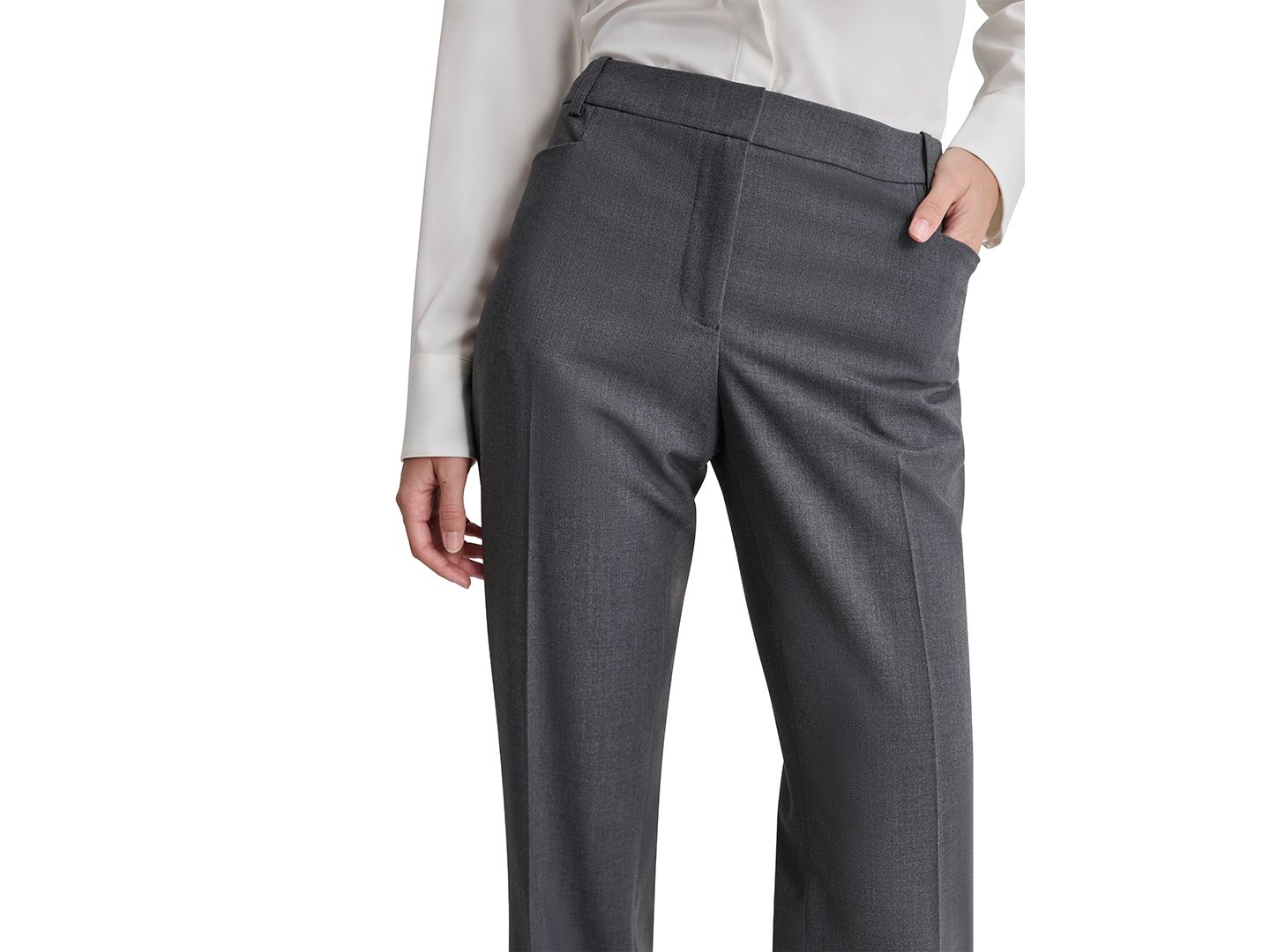 Женские брюки DKNY Petite High-Rise Straight-Leg, цвет: Угольный — фото 4