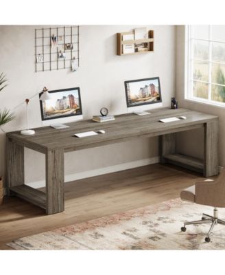 2 Person Desk, Extra Long Desk, Double Computer Writing Table, All Wood Large Desks Workstation for Home Office