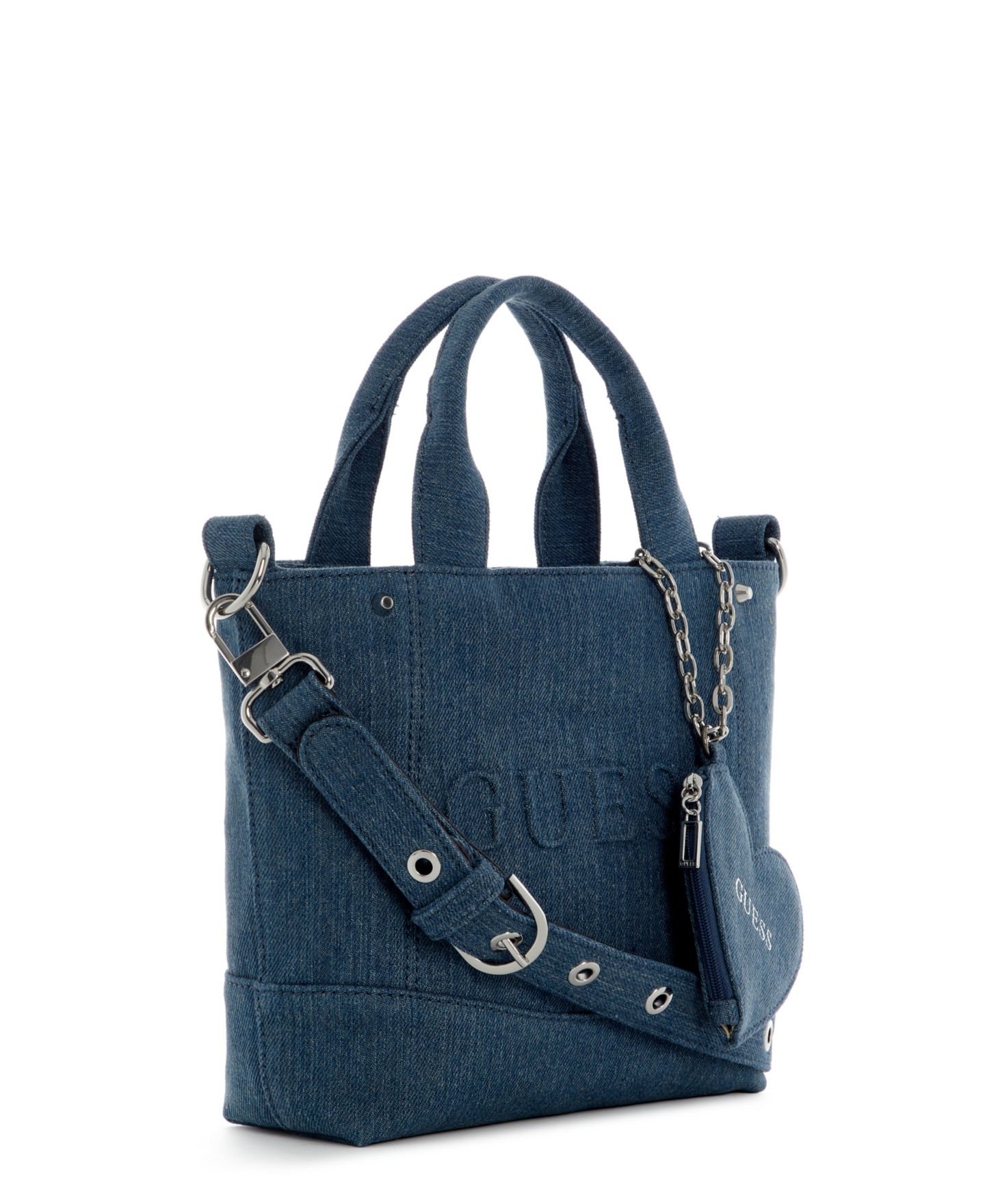 Женская сумка GUESS Sasha Small Tote Handbag, цвет: Джинсовый — фото 3