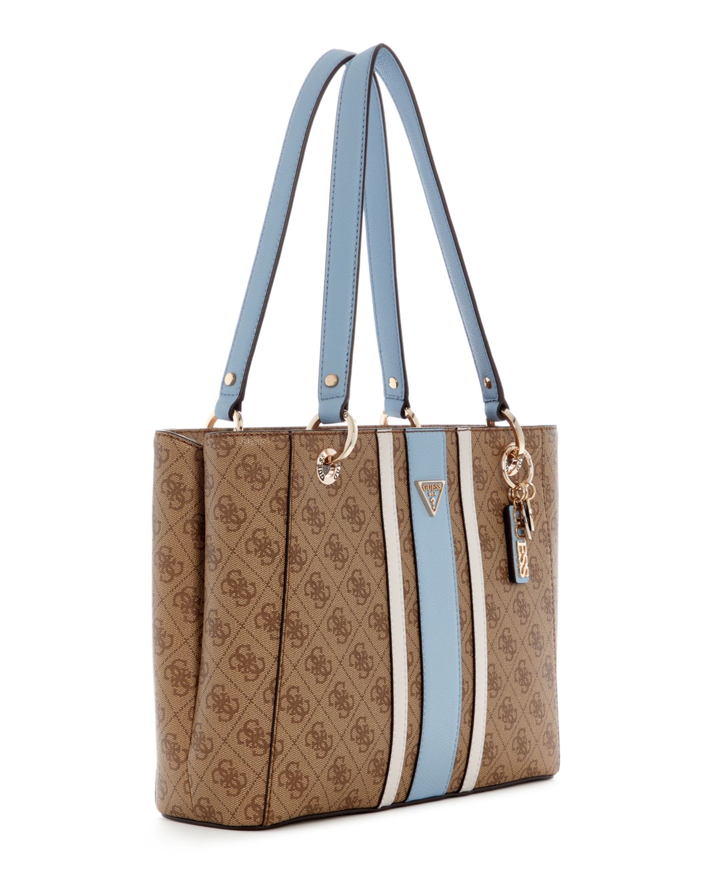 Женская сумка GUESS Noelle Large Tote Handbag, цвет: Латте / Светлый синий — фото 3