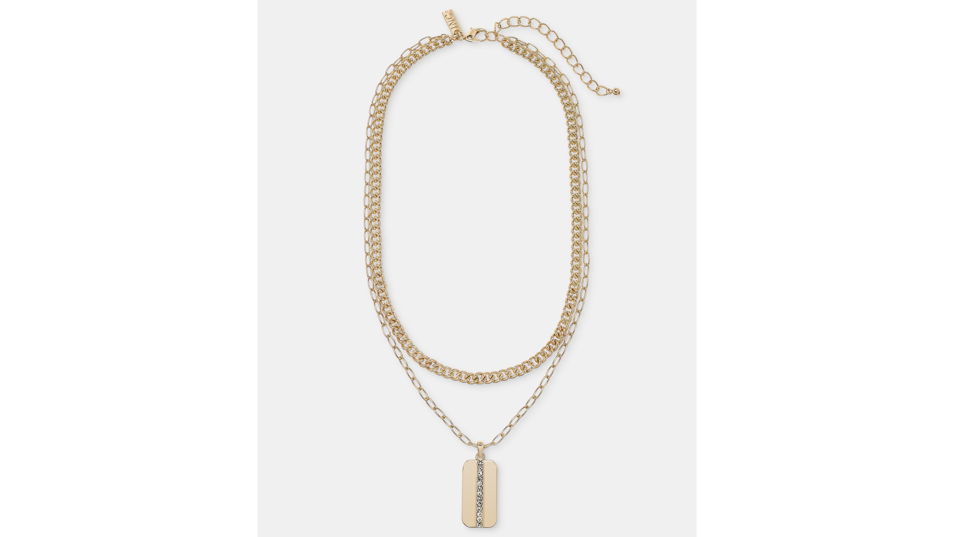 I.N.C. International Concepts Pave Dog Tag Drop Earrings Layered Pendant Necklace Macys Exclusive