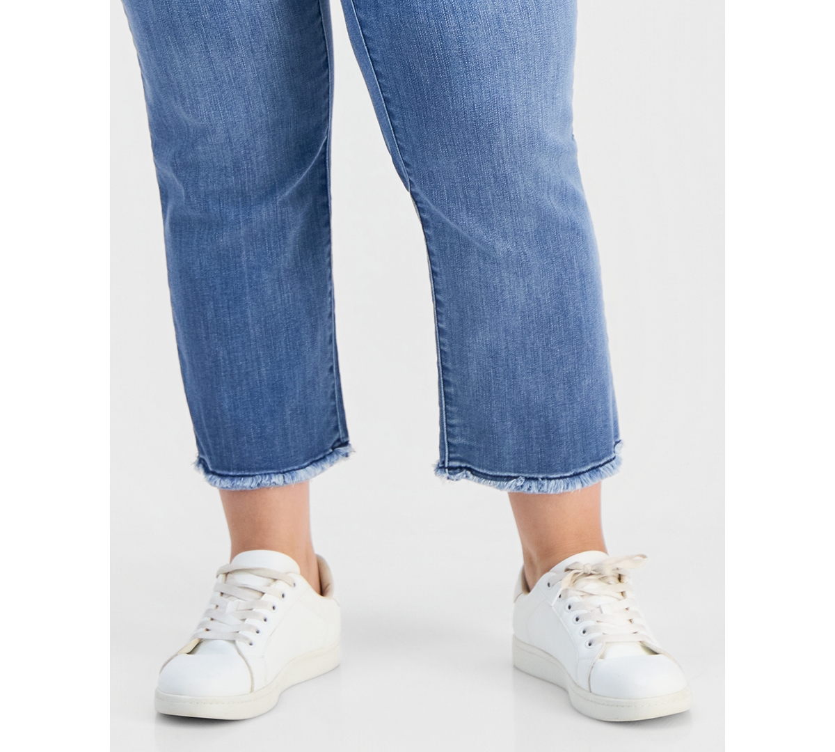 Democracy Plus High-Waisted Straight-Leg Frayed-Hem Jeans