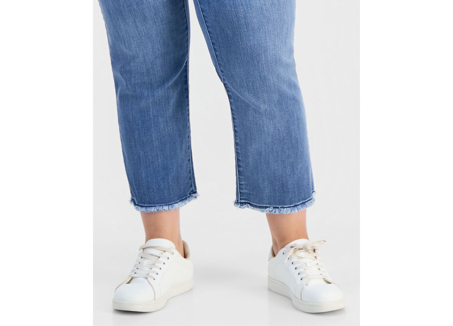 Plus Size High-Waisted Straight-Leg Frayed-Hem Jeans