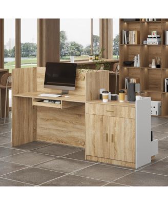 L-Shaped Reception Desk with Keyboard Tray - Front Desk