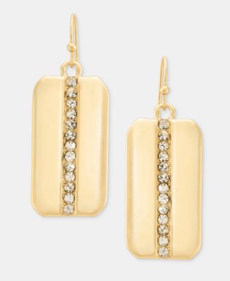 Pav&eacute; Dog Tag Drop Earrings