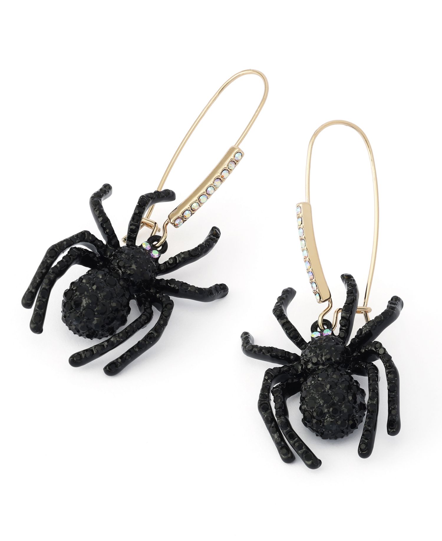 Faux-Stone Halloween Spider Dangle Earrings