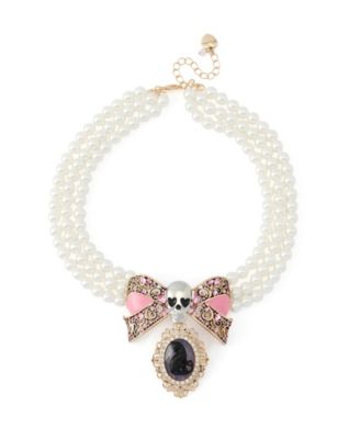 Faux-Stone Pretty Spooky Cat Imitation Pearl Torsade Necklace