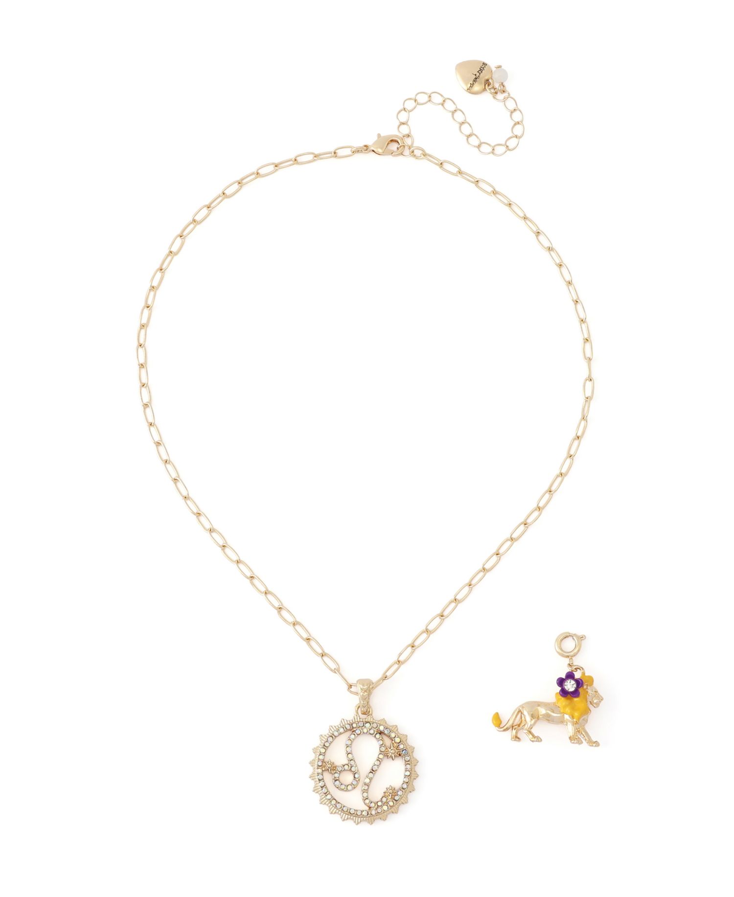 Faux-Stone Leo Celestial Pendant Necklace Charm Zodiac Set