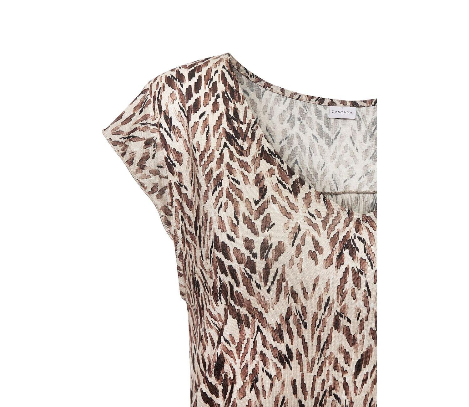 Women's Viscose Printed Short Sleeve A-Line V-Neck Ruched Short Dress