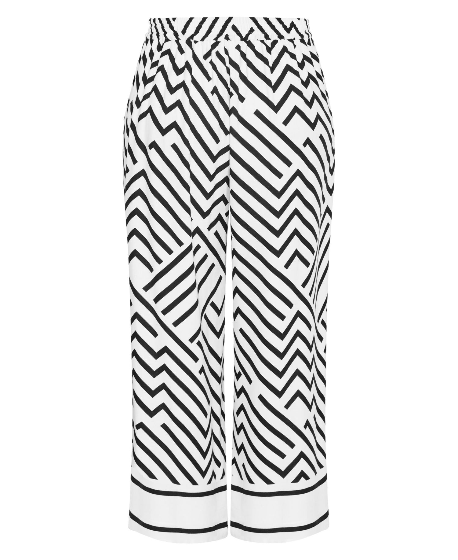 Women's Plus Size Linear Border Print Wide Leg Pant