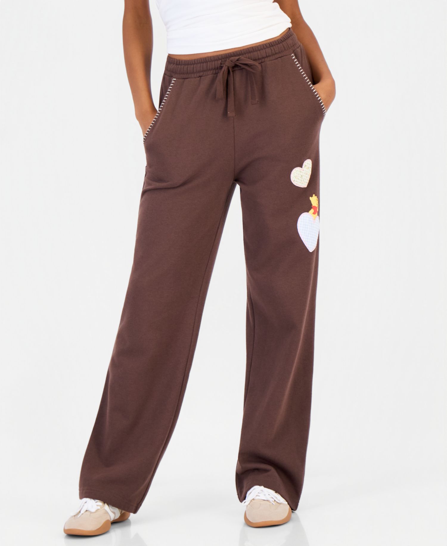 Juniors' Pooh Honey Drawstring Wide-Leg Sweatpants