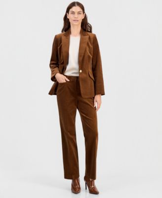 Single-Button Blazer & Corduroy Pants