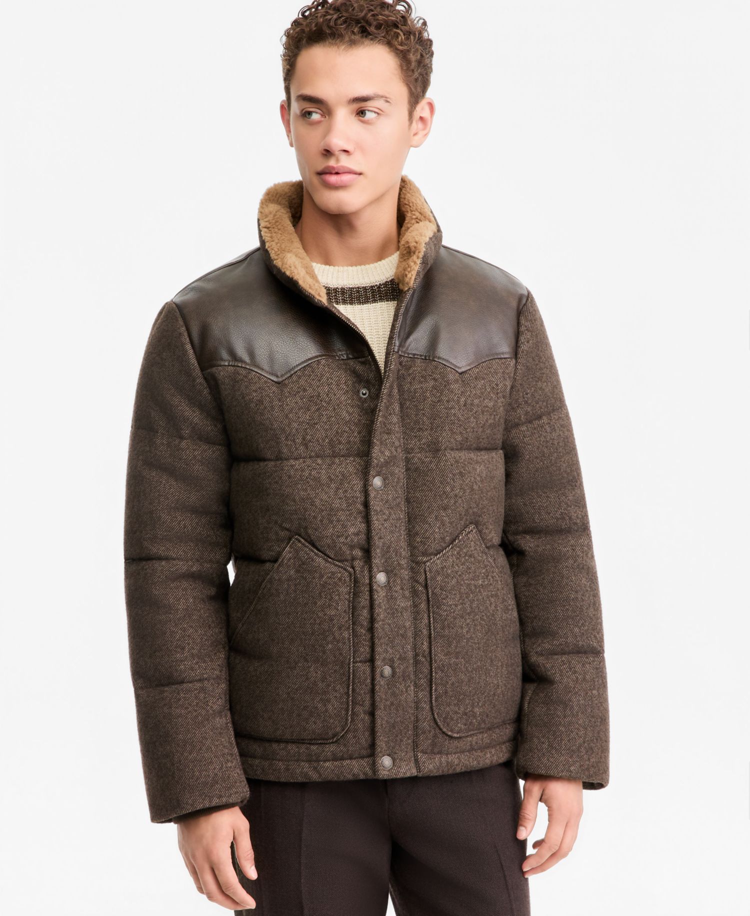Men's Quilted Mixed-Media Rancher Jacket
