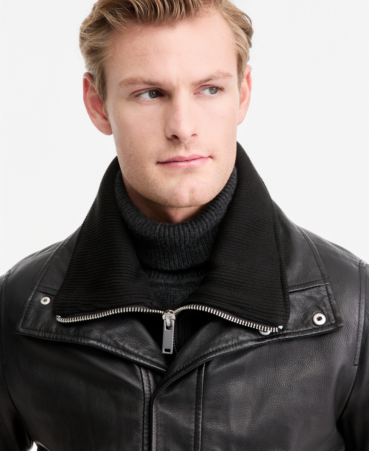 Bagatelle Men's Bomber Jacket with Sweater Bib Insert