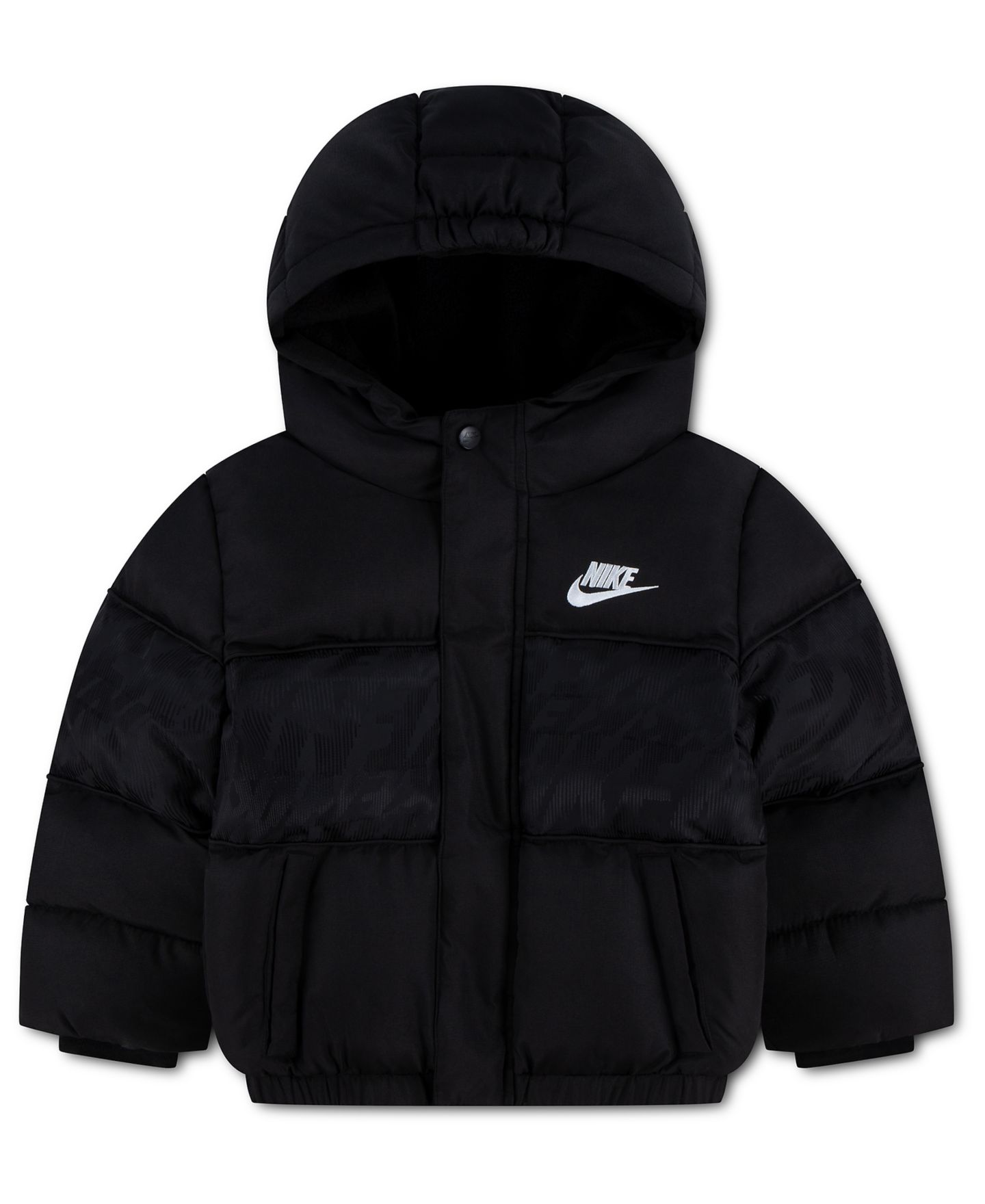 Куртка Nike Jacquard Logo Mixed Media Puffer Jacket для мальчиков-малышей, цвет: Чёрный — фото 1