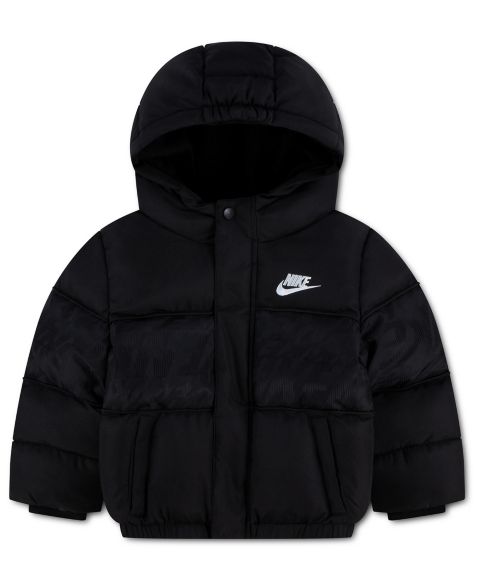 Куртка Nike Jacquard Logo Mixed Media Puffer Jacket для мальчиков-малышей, цвет: Чёрный
