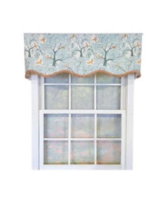 Tree Bird Ruffled Provance Window Valance 100% Cotton Lined Rod Pocket