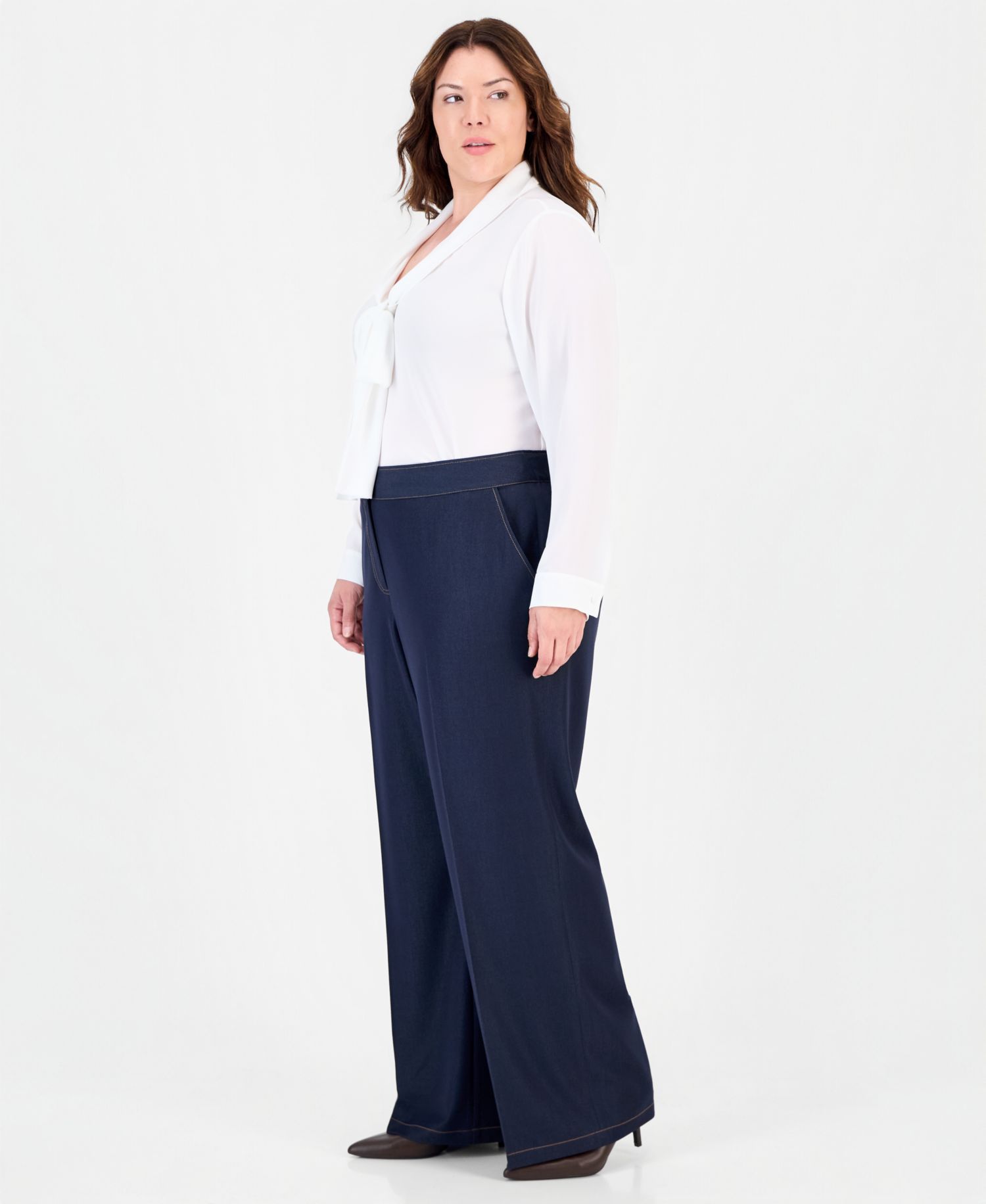 Plus Size Wide-Leg Mid-Rise Pants