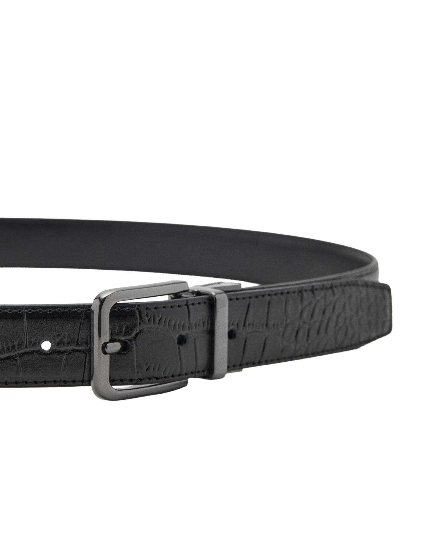 Men's Croc-Effect Leather Belt