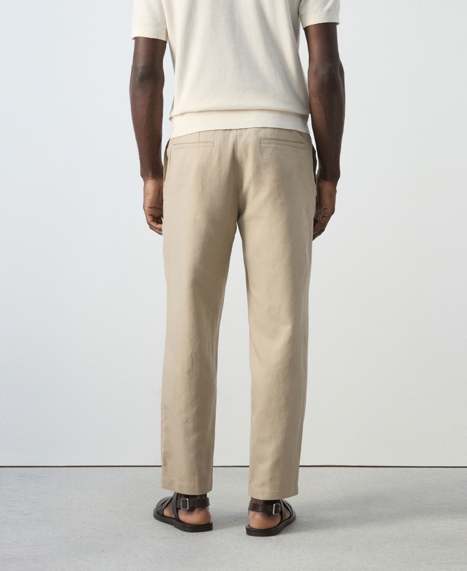 Men's Slim-Fit Cropped Cotton-Linen Pants