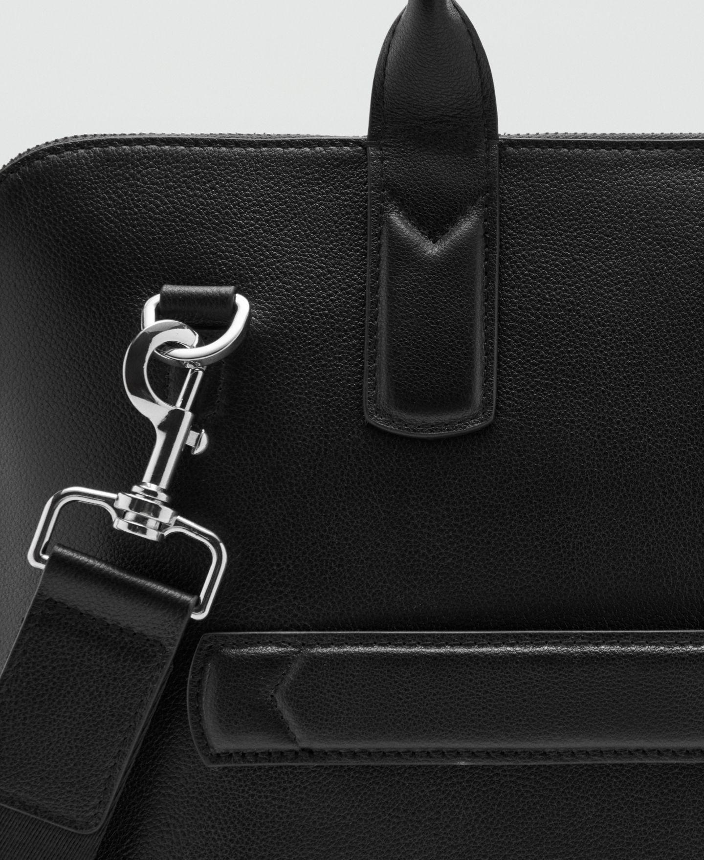 Мужская сумка MANGO Leather, цвет: Чёрный — фото 4